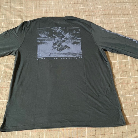 Eddie Bauer nwt cotton blend green long sleeve tee shirt pullover crew xl - Picture 2 of 12